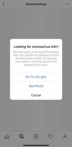 Instagram coronavirus measures