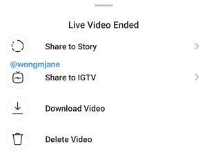Instagram Live to IGTV sharing
